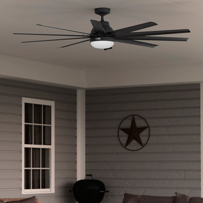 Overton Matte Black 72" 10-Blade Ceiling Fan with LED Light