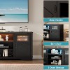White White 34inch Tall Farmhouse LED TV Stand for TVs up to 65 Inch Entertainment Center with Storage TV Media Console Table with LED Light TV Table - 4 of 4
