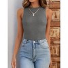Womens Summer Tops Knit Rib Tank Tops Causal Sleeveless Tops Round Neck Knitwear Slim Fit Pullover Sweater Tank Tops - 4 of 4