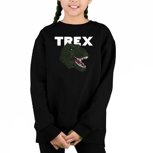 LA Pop Art T-Rex Head - Girl's Word Art Crewneck Sweatshirt - 1 of 3