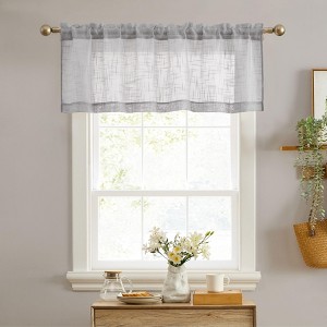 HLC.ME Linda Faux Linen Sheer Short Rod Pocket Curtain Valance Topper for Small Windows, Kitchen and Bathroom - 1 Piece - 1 of 4