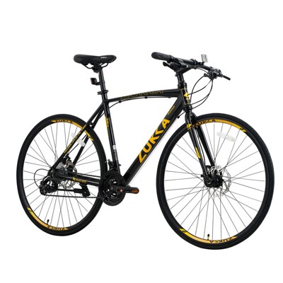 Aukfa 700c Hybrid Bike for Adults, 24-Speed Commuter Bicycle with Disc Brakes and Aluminum Frame, Urban Fitness City Bike for Men and Women