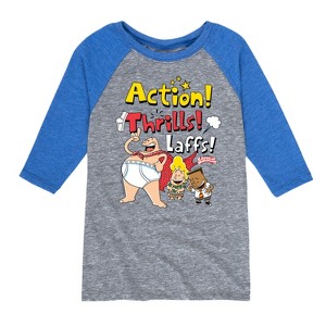 Boys' - Captain Underpants - Action Thrills & Laffs Raglan Graphic T-Shirt - 1 of 2