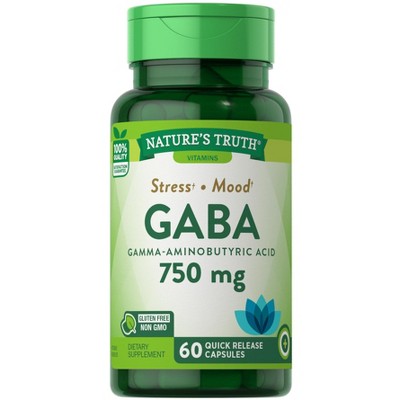 Nature's Truth GABA 750mg (Gamma Aminobutyric Acid) | 60 Capsules