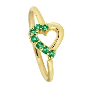 Jewelry Avalanche Ladies 14K Gold Emerald Heart Nose Hoop Ring, 20G, 8mm - 1 of 4
