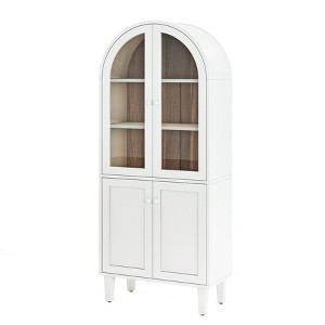 Tribesigns 68" Tall Arched Storage Cabinet, 5-Tier Display Bookcase with Adjustable Shelves, Kitchen Pantry Hutch Cabinet for Living Room - 1 of 4