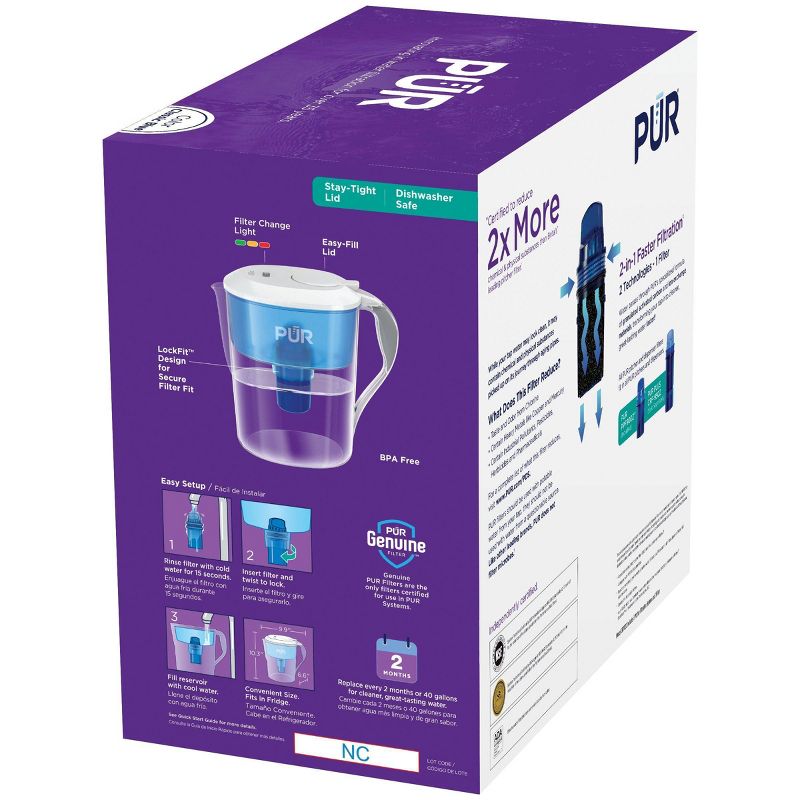 PUR 11 Cup Water Filtration Pitcher - Blue/White, 6 of 10