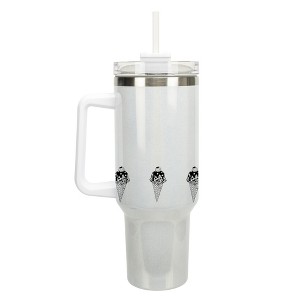 Elanze Designs Ice Cream Cone Treats Dessert 40 oz. Stainless Steel, Large Water Bottle Coffee Mug, Spill & Leak Resistant, Thermal Travel Tumbler - 1 of 1