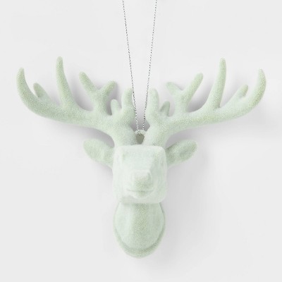 Flocked Deer Head Christmas Tree Ornament Mint - Wondershop™