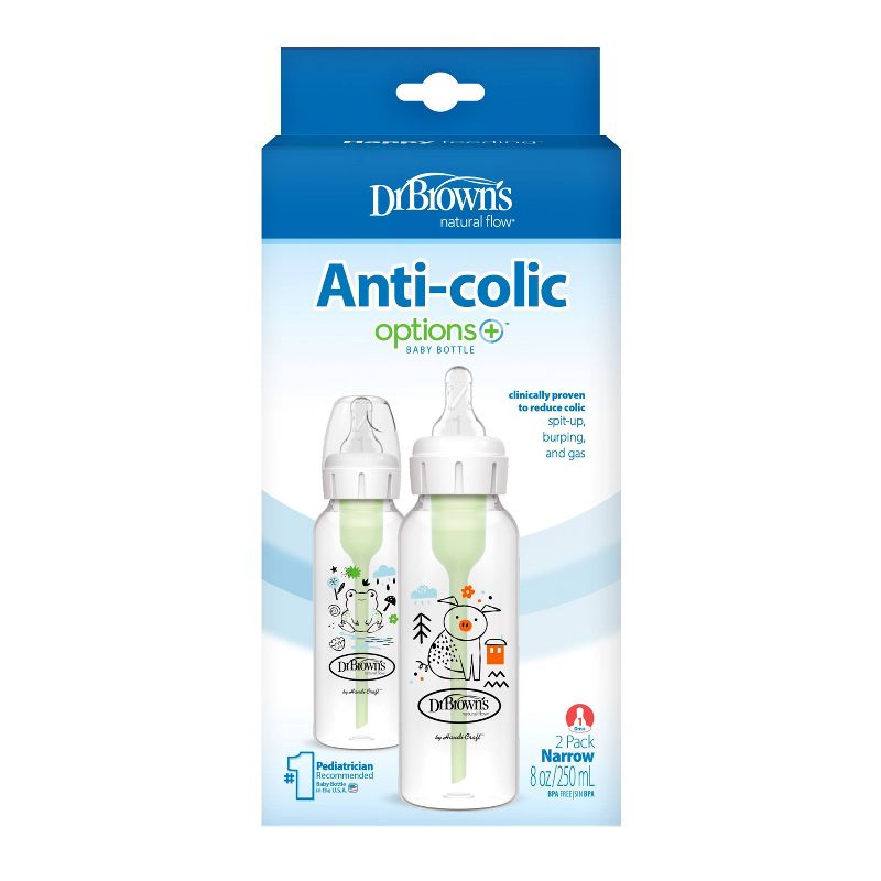 Dr. Brown&#39;s Anti-Colic Options+ Narrow-Neck Baby Bottle - Pig &#38; Frog Deco - 5 fl oz/2pk, 2 of 12