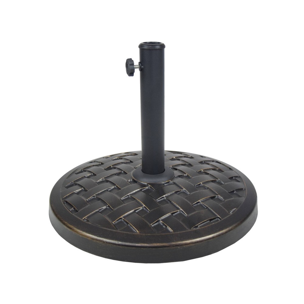 40lb Round Cement Umbrella Stand Bronze/Black - Oakland Living: Heavy-Duty, Weather-Resistant Patio Base