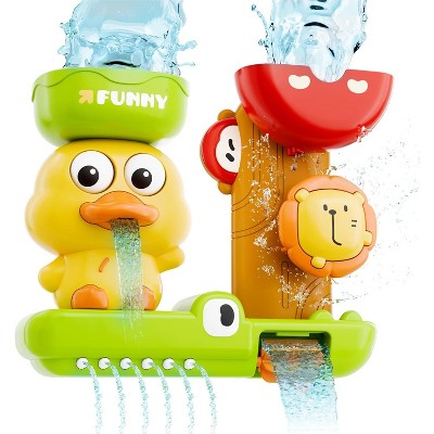 Waterfall Duck Bath Toy with Suction Cup, Bathtub Playset for Toddlers Ages 1-5