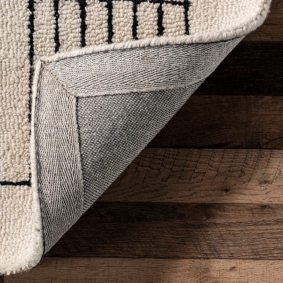 Ivory Geometric Handmade Wool Area Rug 2'6" x 8'