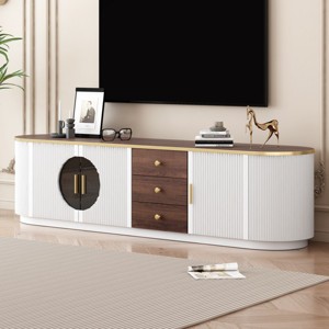 70.8" Modern Wood Media TV Console Cabinet,TV Cabinet With Drawers And Shelf,Center Cabinet With Metal Handles For Living Room-Cuddlewood - 1 of 4