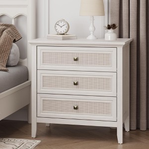 Heynemo  Dresser for Bedroom, Boho Tall Dresser with 3 Rattan Decorated Drawers, Modern Wood Chest of Drawers for Closet, Entryway - 1 of 1