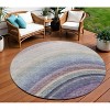 Beige Purple And Ivory Abstract Washable Indoor Outdoor Area Rug - 2 of 4
