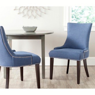 Transitional Linen Upholstered Parsons Side Chair in Blue