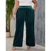 Clearlove Women's Plus Size Velvet Wide Leg Pants with Comfort Waistband Elastic Waist Casual Trouser - 3 of 4