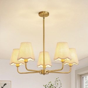 KAISITE 5-Light Modern Farmhouse Chandelier with Wavy Fabric Shades for Dining Room - 1 of 4