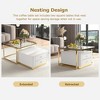 28"W Square Nesting Coffee Table Cocktail Table Center Table with Drawers and Electroplated Gold Legs-ModernLuxe - 3 of 4