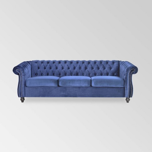 Target blue store velvet couch