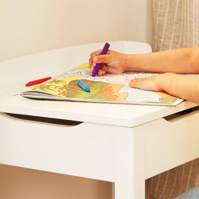White Wooden Child's Writing Desk with Lift-Top and Chair