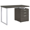 Sapphtopaz 47" Modern Reversible Desk with 3 Drawers Wood Computer Desk with Metal Frame and File Cabinet Desk for Bedroom, Study Room, Office - 2 of 4