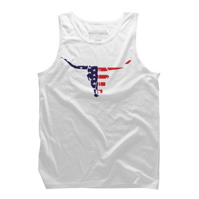 Men's Design By Humans July 4th American Flag Bull Horns Skull By rasok Tank Top