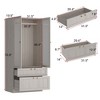 Hitow Modern Gray Armoire Set Frosted Glass Doors Woodgrain Finish Cream Style - 4 of 4