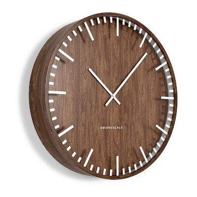 Espresso Brown 16" Wood Wall Clock with White Hands