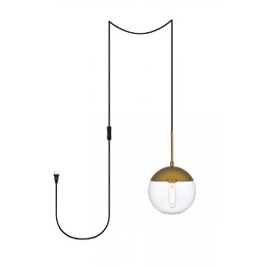 Elegant Lighting Eclipse 1 Light Brass plug in pendant With Clear Glass - 1 of 4