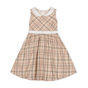 Hope & Henry Girls' Organic Sleeveless Party Dress with Peter Pan Collar, Fireside Plaid, 2T - 1 of 4