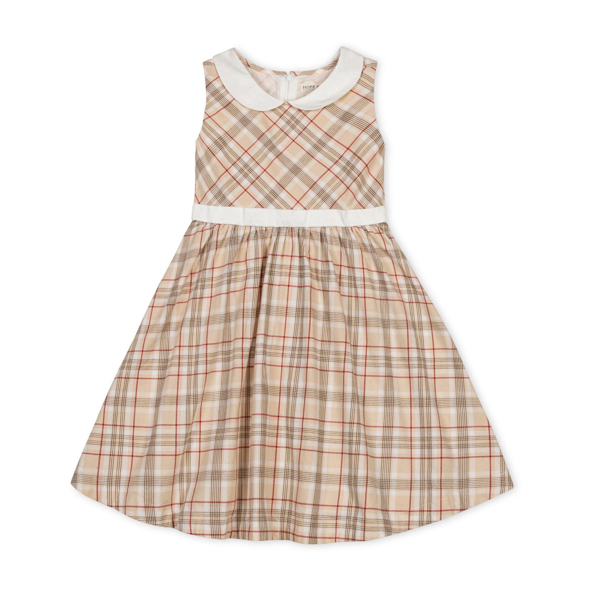 Hope & Henry Girls' Organic Sleeveless Party Dress with Peter Pan Collar, Kids