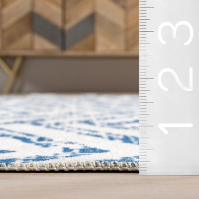 Eco-Friendly Rosanne Blue Geometric 3' x 5' Synthetic Area Rug