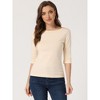 INSPIRE CHIC Women's Classic Solid Elbow Sleeves Round Neck Slim Fit T-Shirts - 2 of 4