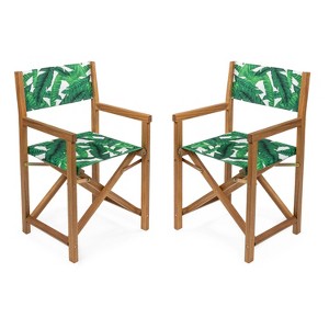 Cukor Classic Vintage Outdoor Acacia Wood Folding Director Chair with Canvas Seat- JONATHAN Y - 1 of 4