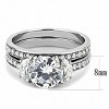 Slickblue Women's Polished Stainless Steel Ring Sparkling CZ Clear Center Stone Wedding, Sizes 5-10 - 3 of 4