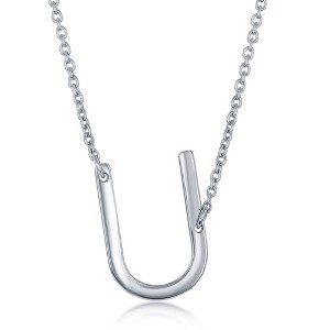 Bella Silver Sterling Silver Sideways Initial 18" Pendant Necklace - Available Colors: Silver, Gold - 1 of 2