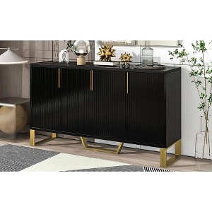 NicBex Buffet Cabinet with Storage and 4 Doors,Modern Sideboard Cabinet with Metal Handles and Legs,Storage Cabinet for Living Room,Kitchen,Black - 1 of 4