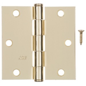 Hampton 3-1/2 in. L Bright Brass Residential Square Corner Door Hinge 12 pk - 1 of 1