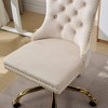 Ridstar Modern Velvet Upholstered Adjustable Swivel Home Office Chair with Gold Metal Base-Beige - 4 of 4