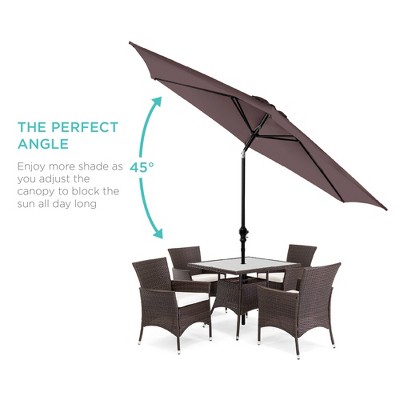 10ft Deep Taupe Steel Market Patio Umbrella with Crank and Tilt
