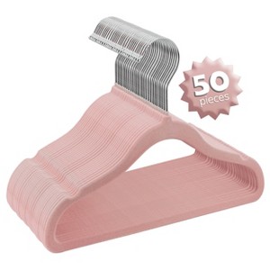 Elama Home 50 Piece Kids Non-Slip Velvet Cloths Hangers with Notched Shoulders - 1 of 4