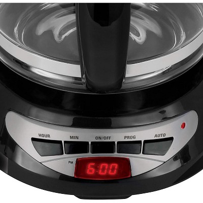Sleek 12-Cup Black Programmable Coffee Maker with Auto Shutoff