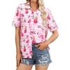 Nlife Womens Button Down Hawaiian Shirts Short Sleeve Floral Print Summer V Neck T-Shirt Casual Summer Beach Blouses Tops - 2 of 4