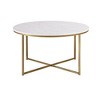 Okak Round/Rectangle Coffee Table with X-shaped Metal Base and Faux Marble Top Mid-Century Modern for Living Room - 2 of 4