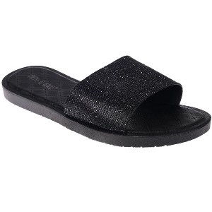 Fifth & Luxe Women's PCU Sparkly Slip On Sandals - Open Toe Flats with Glitter - 1 of 4