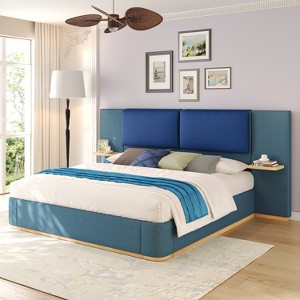 Christopher Knight Home Canary Modern Upholstered Platform Bed with Side Storage Shelves - 1 of 4