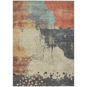 Rust Beige And Charcoal Abstract Washable Indoor Outdoor Area Rug - 1 of 4