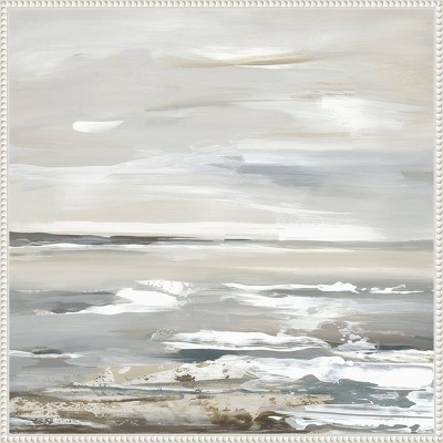 Oceanic Dreams Abstract Coastal Canvas Wall Art in White Frame